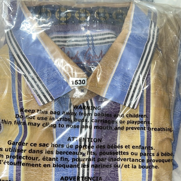 Robert Graham Vertical Striped Shirt Jewel Tone Flip Cuffs Extra Large - Picture 16 of 16